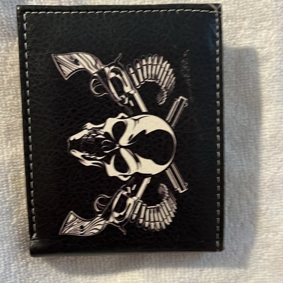 Tems Collection Wallet Skull Print Black Leather - Picture 4 of 4
